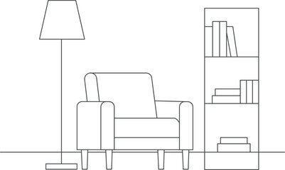 Fototapeta premium living room interior line art vector
