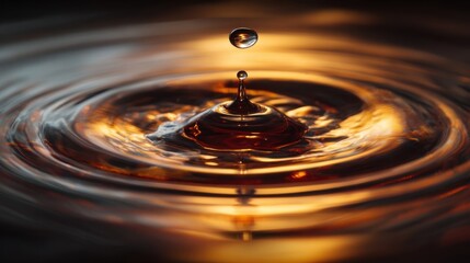 A close-up of water droplets in mid-air against a dark background,