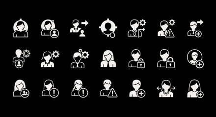 User Profile Icons Set  Account Management Settings Security and Personalization Vector Illustrations