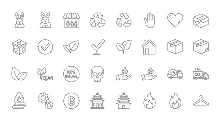 Vegan CrueltyFree Eco Friendly Business Icons Set for Website and Marketing Materials