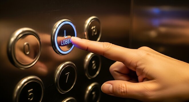 Person pressing elevator button, close up.