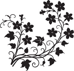 ouette of ivy flower, petal leaves of branch vector illustration, ivy flower free printable silhouette design line art vector isolated on white backgrounds