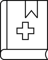 Obraz premium Medical book with cross icon, healthcare manual, hospital first aid guide, emergency medicine education training symbol, transparent background