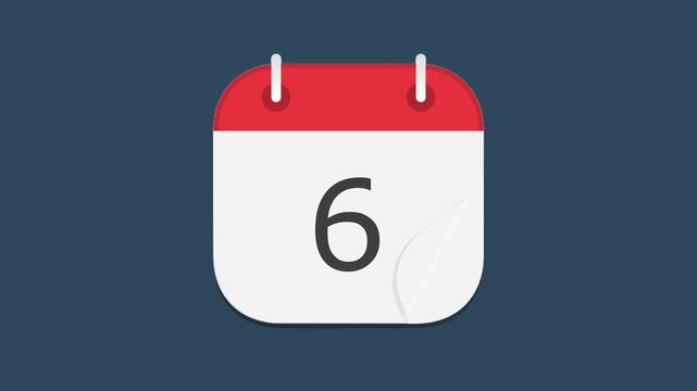 rapid passing of dates in calendar effect. 1 to 10 Dates changing time lapse of month in calendar. calendar animation with cyan screen background. 