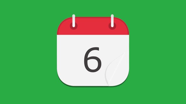 fast-forwarding through the months: from 1 to 12 days in calendar time-lapse. Dates changing time lapse of month in calendar. calendar animation with green screen background. 