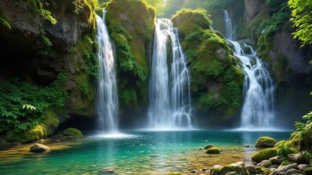 Majestic waterfall cascade