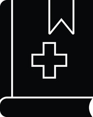 Medical book with cross icon, healthcare manual, hospital first aid guide, emergency medicine education training symbol, transparent background