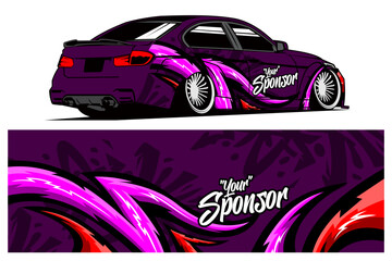 decal car and wrap vektor, background purple ,element thunder pink abstrak 
