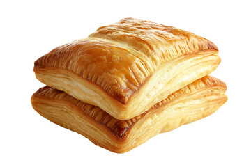 Flaky puff pastry isolated on transparent or white background, perfect for culinary, baking, food design, recipe, and gourmet digital projects.