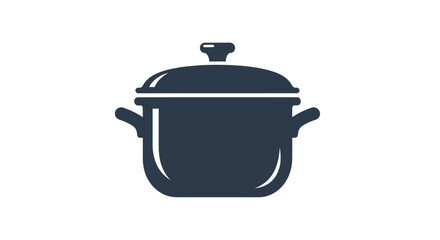 Simple cooking pot with lid and handles icon.