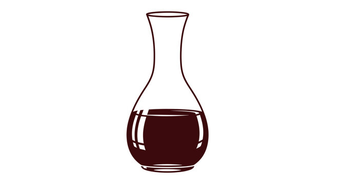 Elegant Glass Decanter with Red Wine Isolated on White Background.
