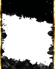 Black Watercolor Frame with Golden Glitter Border