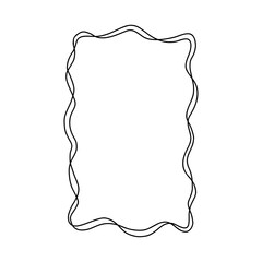 Whimsical coquette black ribbon frame with double wavy lines. Elegant and playful rectangular border design perfect for invitations, cards, scrapbooking, feminine branding, and romantic projects.