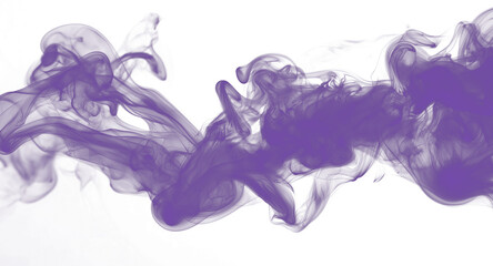 Purple smoke isolated on transparent or white background, creating a mystical, flowing, and artistic effect ideal for design, digital, and creative projects.