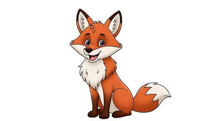 Obraz premium Cute Cartoon Fox Sitting.