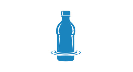 Simple blue plastic water bottle vector icon illustration.