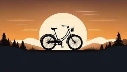 a minimalist black silhouette of a bicycle symbolizing cycling freedom and outdoor adventure