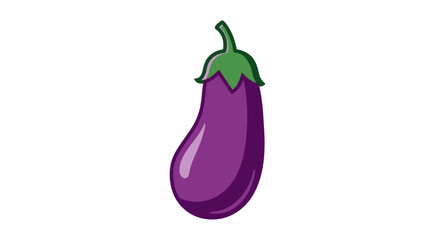 Vibrant purple eggplant vegetable with green stem illustration.