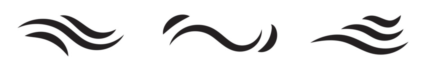 Doodle wind line sketch set. Hand drawn doodle wind motion, air blow, swirl elements. Sketch drawn air blow motion, smoke flow art, abstract line. Isolated on Dark background . vector illustration.