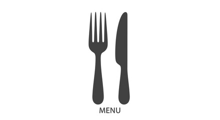 Black silhouette of fork and knife cutlery for restaurant menu.