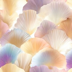 seamless pattern of seashell layers, pearlescent soft cream and pastel pink tones, translucent elegant marine-inspired design
