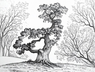 Black and White Tree Coloring Page