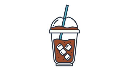 Refreshing Iced Coffee in a Plastic To Go Cup Illustration.