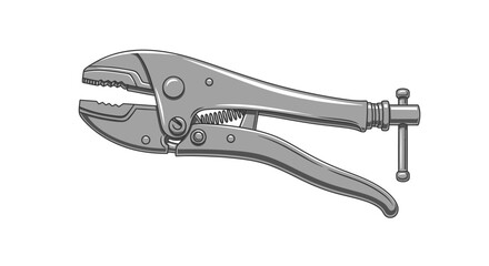 Vintage style illustration of an adjustable locking plier hand tool.
