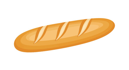 Golden brown crusty French baguette loaf illustration.