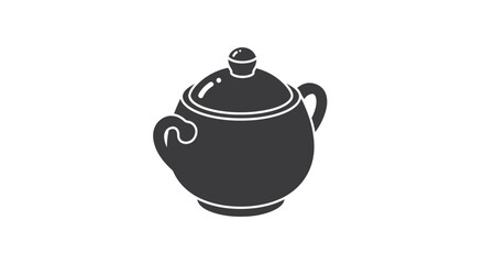 Simple black and white illustration of a classic sugar bowl with a lid and handles.