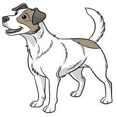 Illustration of a jack russell terrier dog standing, showcasing a pet animal with white and brown fur