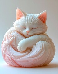 Generated imagePastel Soap Sculpture of a Sleeping Curled-Up Cat