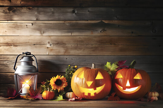 Halloween pumpkin head jack-o-lantern