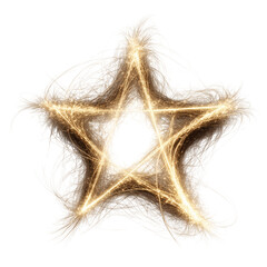 Fototapeta premium Mystical glowing pentagram star with ethereal light trails for occult magic isolated on transparent background