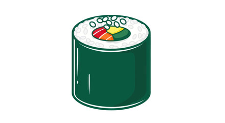 A single piece of Japanese maki sushi roll illustration. © filterJU