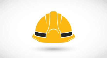 Yellow construction safety helmet vector icon illustration.