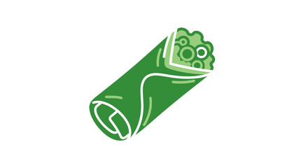 Stylized green burrito wrap vector icon illustration.