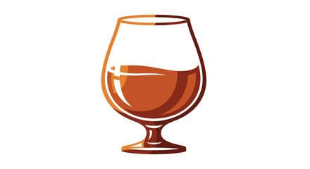 Elegant snifter glass filled with amber colored brandy.