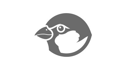 Stylized grey finch head logo icon design.