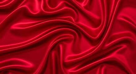 Obraz premium Vibrant Red Silk Fabric - Flowing Texture and Elegant Drapes.