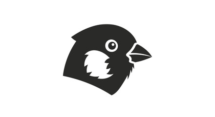 Simple black finch head icon silhouette vector graphic.