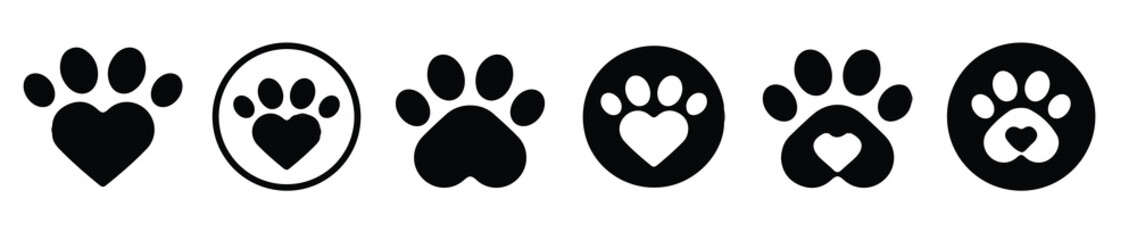 cat paw icons set vector