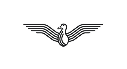 Minimalist line art logo of a bird with a bowling pin body.