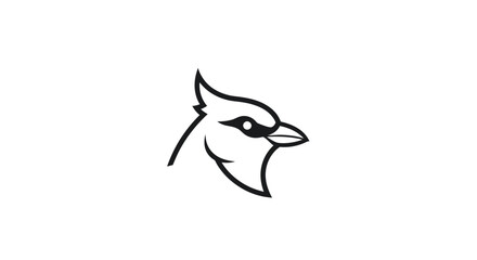 Minimalist black line art of a cardinal bird head icon.