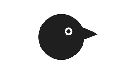 Simple geometric black bird head icon isolated on white.