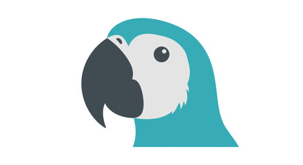 Bright blue parrot head illustration profile view graphic design.