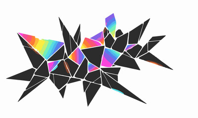 Rainbow Mosaic
Flat vector of a broken glass mosaic, with some fragments emitting rainbow-colored light, clean geometric design, isolated on white background.generative ai