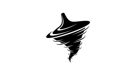 Stylized black tornado vortex symbol representing power and motion.