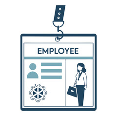 Employee id card identification badge for company staff access control and security personal information card with photo and name vector illustration
