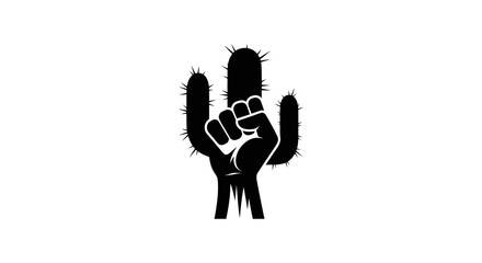 Cactus Fist Silhouette Symbolizing Desert Strength and Resilience.